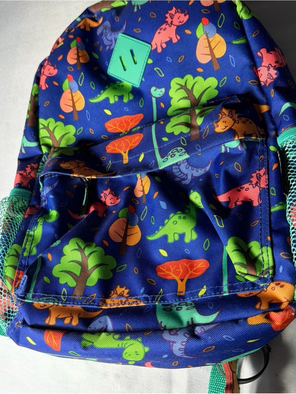 Children's Dino Print Backpack - Blue & Green